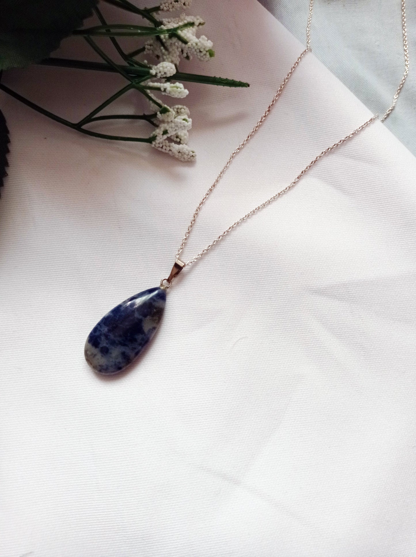 Sodalite Sterling Silver Necklace, Sodalite Pendant Necklace, Gemstone Necklace | by nlanlaVictory